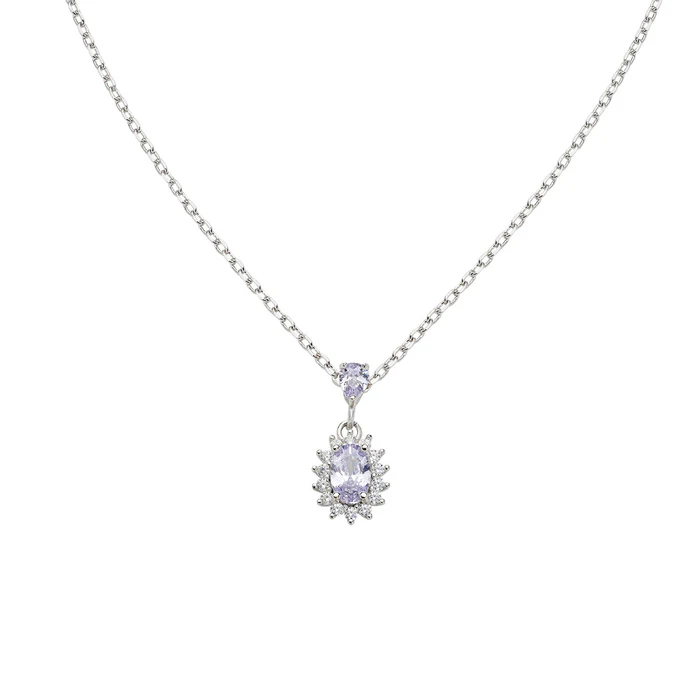 Collana Mini Royal Lady con Zircone Lillà Amen | CLLDPBBLA1 - immagine 2